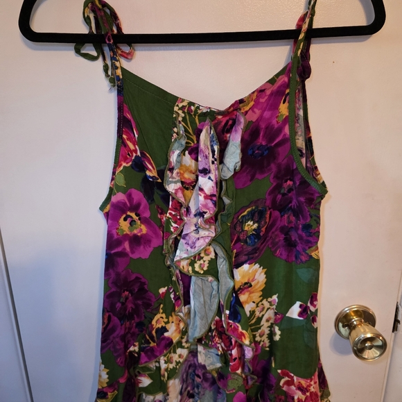 Fleurish Green Floral Print Sleeveless Top Size Medium - Picture 5 of 7